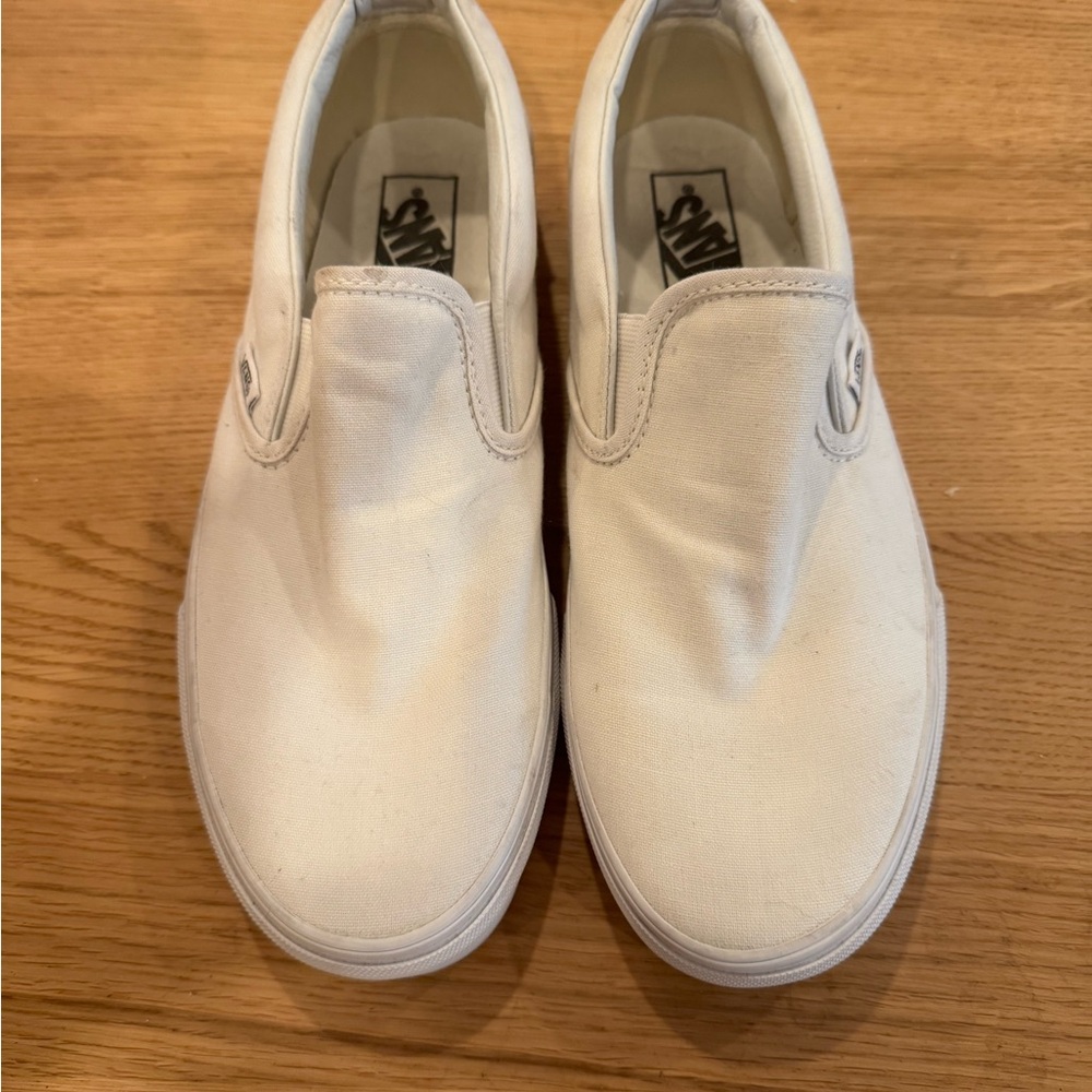 Vans White Classic Slip-On Sneakers